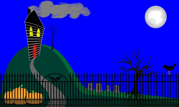 Haunted House on Hill — Stock Vector