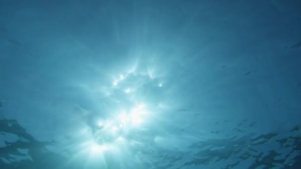 Солнечные Лучи Проникают Сквозь Волнистую Поверхность Океана Океан Подсветки Валов — стоковое видео