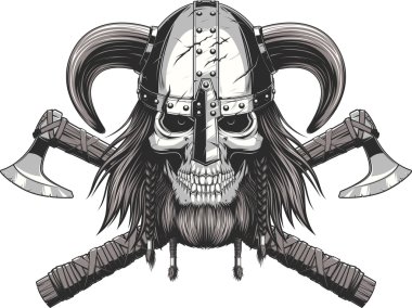 Viking kafatası kask içinde