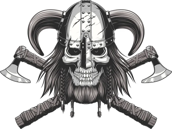 Viking kafatası kask içinde — Stok Vektör
