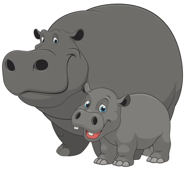 Nijlpaard met baby — Stockvector