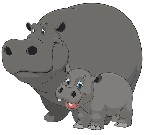 Hippopotame avec bébé — Image vectorielle