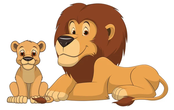 Vuxen lejon och ett barn — Stock vektor