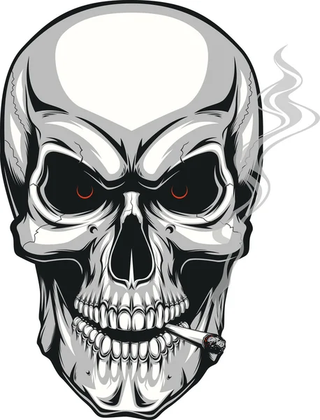 恶魔的骷髅与香烟 — 图库矢量图片