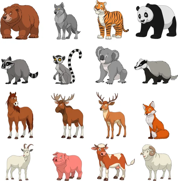 Animales exóticos divertidos — Vector de stock