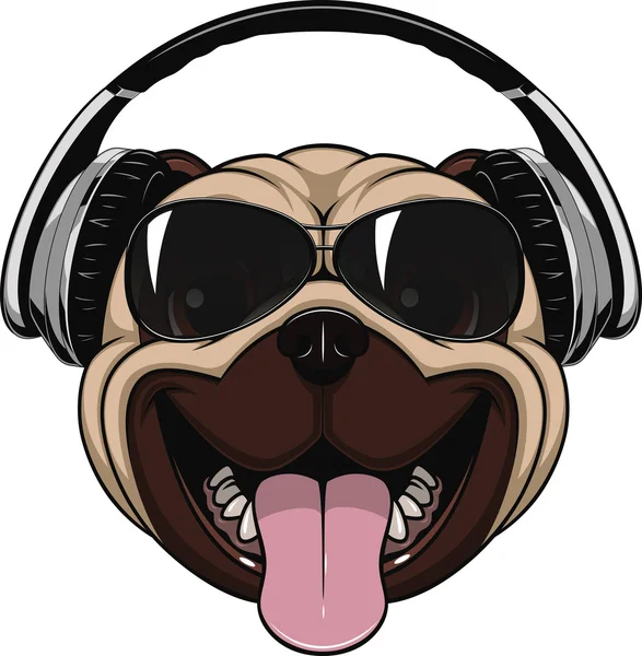 Gracioso pug riendo — Vector de stock