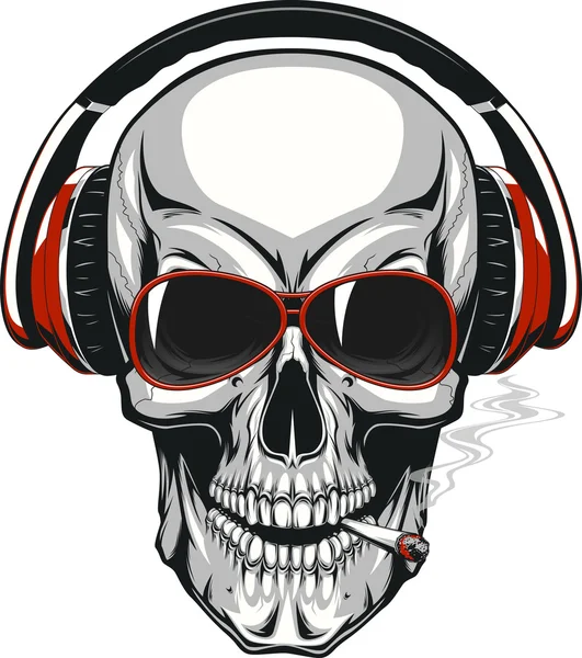 Skull with headphones — Stock Vector