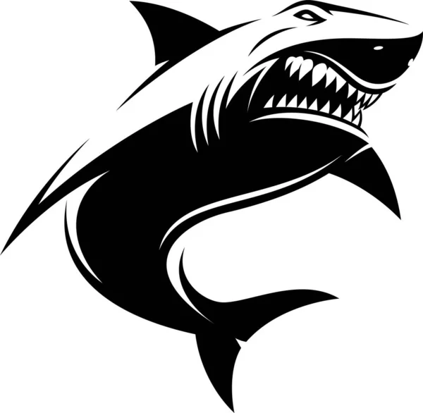 Vector illustratie, grote witte woeste haai — Stockvector