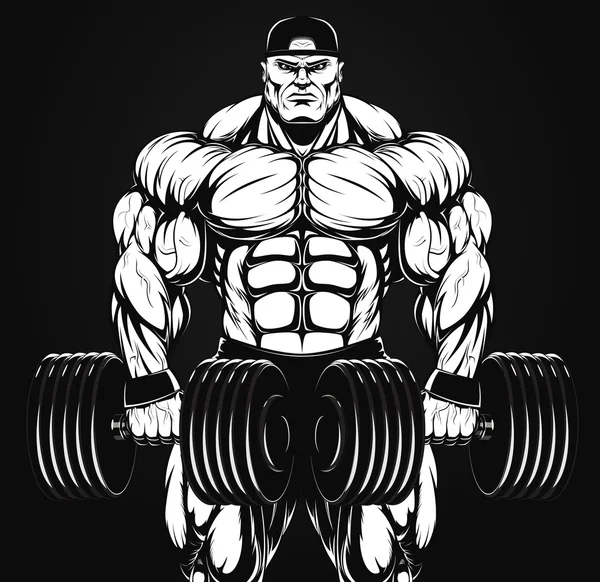 Bodybuilder met dumbbell — Stockvector