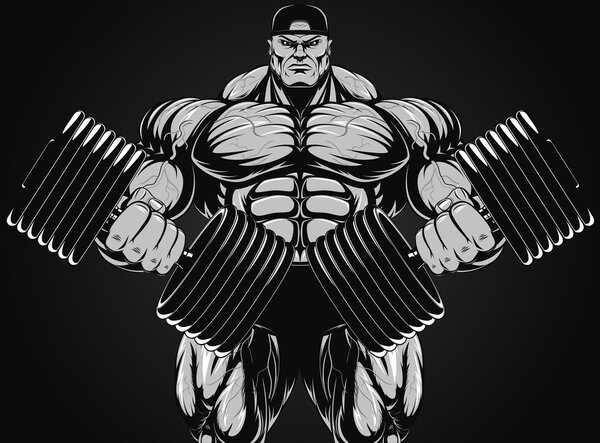 Bodybuilder with dumbbell