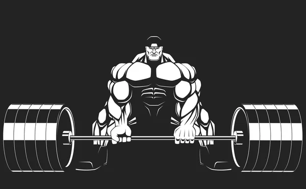 Bodybuilder with a barbell — Stock Vector