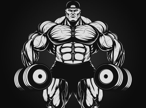 Bodybuilder with dumbbell