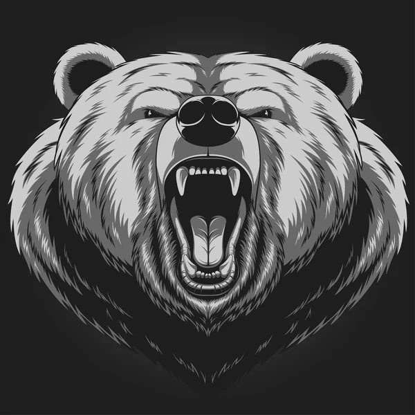 Mascote de cabeça de urso irritado — Vetor de Stock