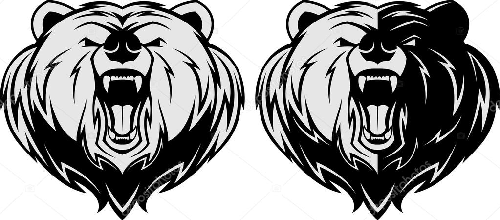 Vector illustration, Angry bear head mascot, head mascot