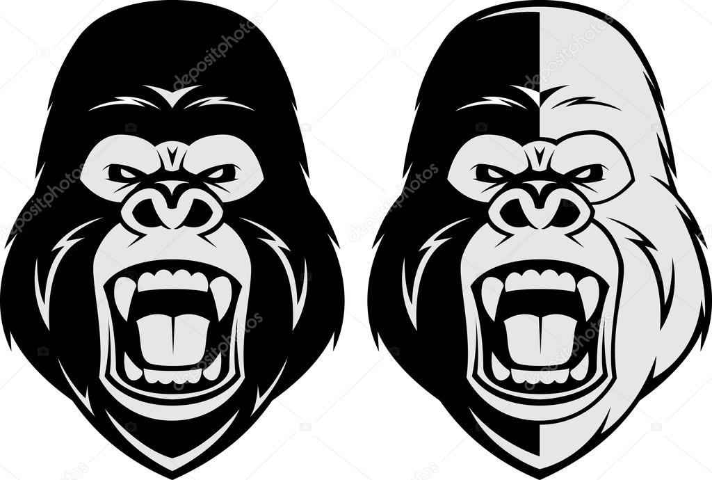 Angry gorilla head
