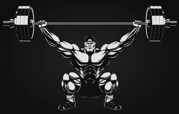 Bodybuilder with a barbell — Stock Vector