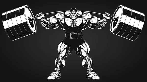 Bodybuilder met een barbell — Stockvector