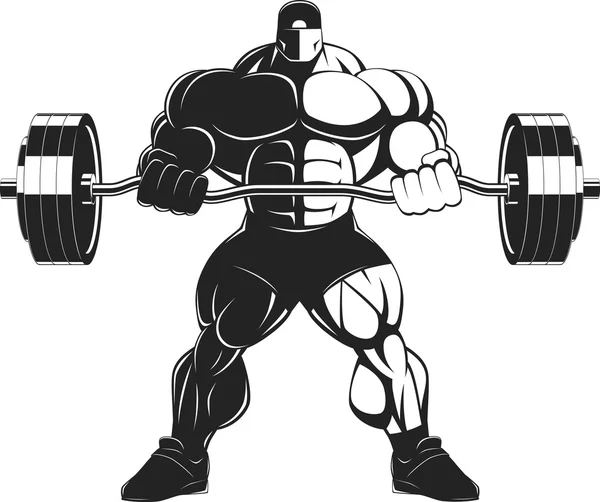 Bodybuilder with a barbell — Stock Vector