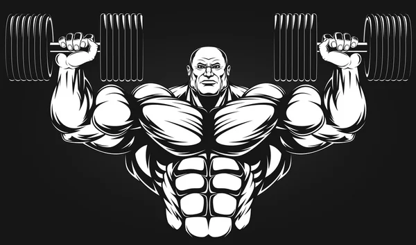 Bodybuilder avec haltère — Image vectorielle