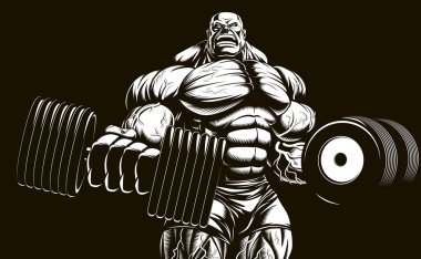 Bodybuilder with dumbbell clipart