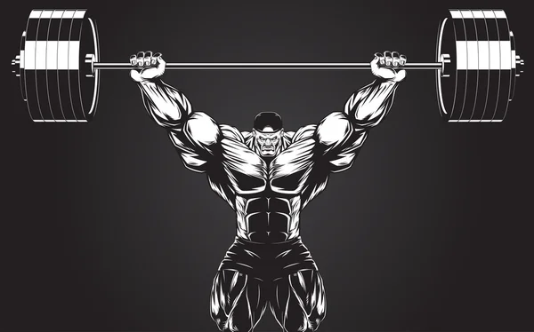 Bodybuilder with a barbell — Stock Vector