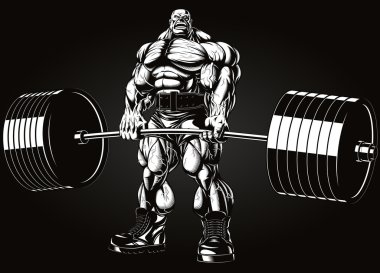 Bodybuilder with a barbell clipart