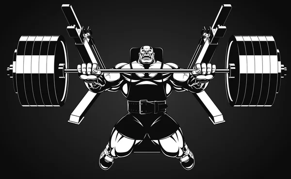 Bodybuilder met een barbell — Stockvector