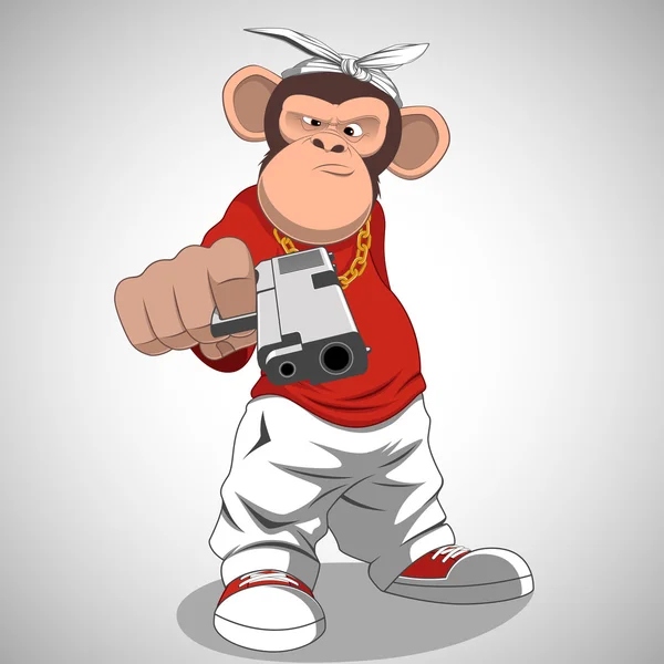 Singe avec un pistolet — Image vectorielle