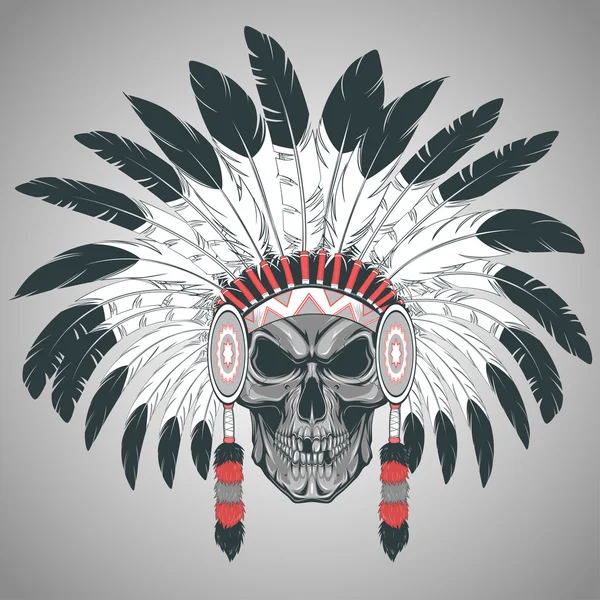 Indian skull chief — Stock Vector