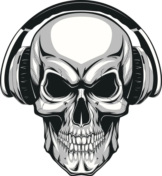 Skull with headphones — Stock Vector