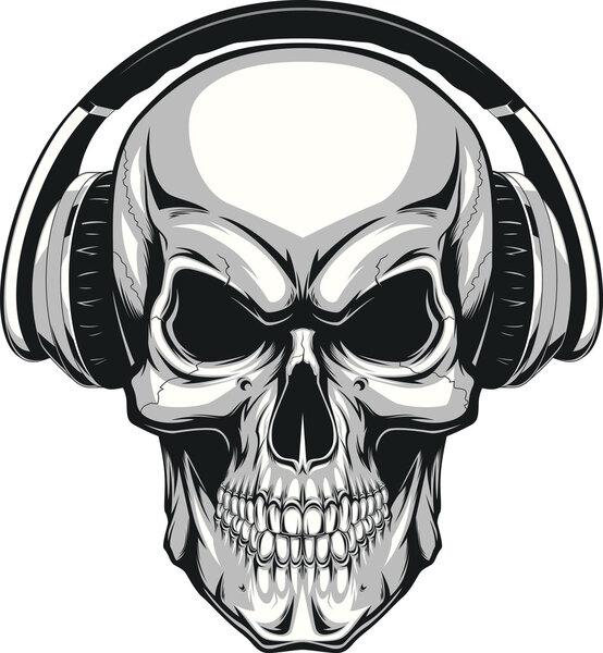 Skull with headphones