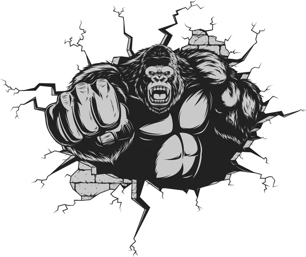 Angry gorilla — Stock Vector