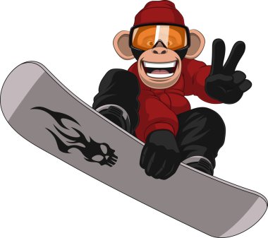 Komik maymun Snowboarder
