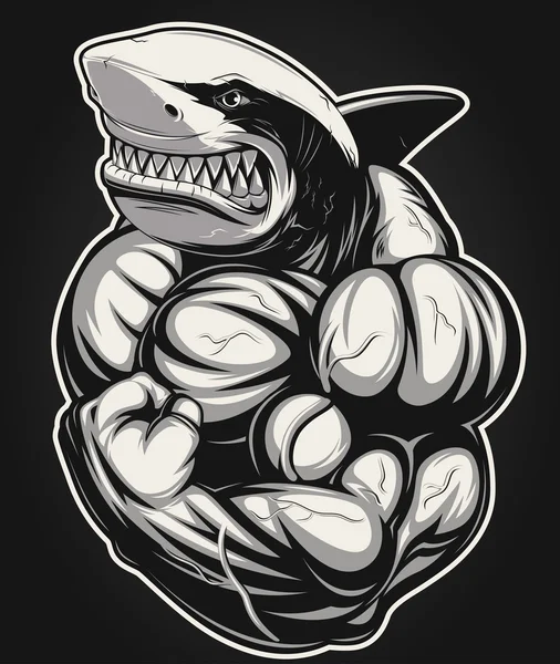 White shark bodybuilder — Stock Vector