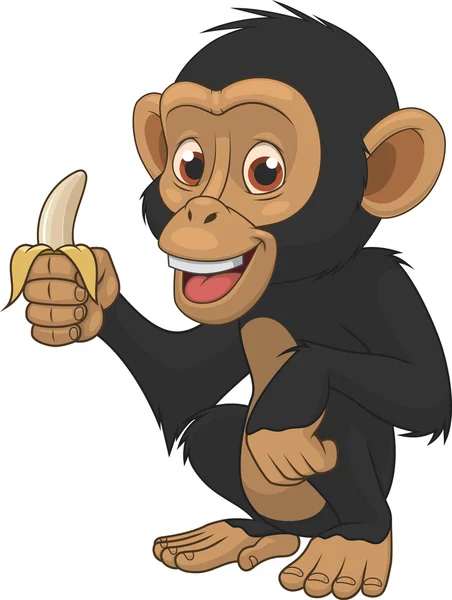 Funny monkey with banana — Stock Vector