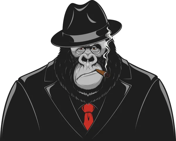 Monkey in a suit gangster — Stock Vector