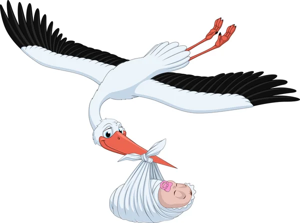 Cigogne et bébé — Image vectorielle