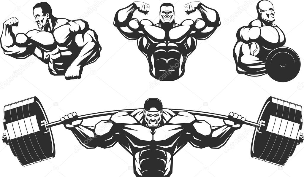 Silhouettes athletes bodybuilding