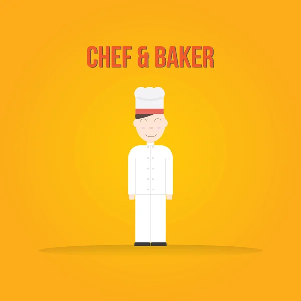 Personaje Del Chef Icono Plano Colorido Con Sombra Larga Chef — Vector