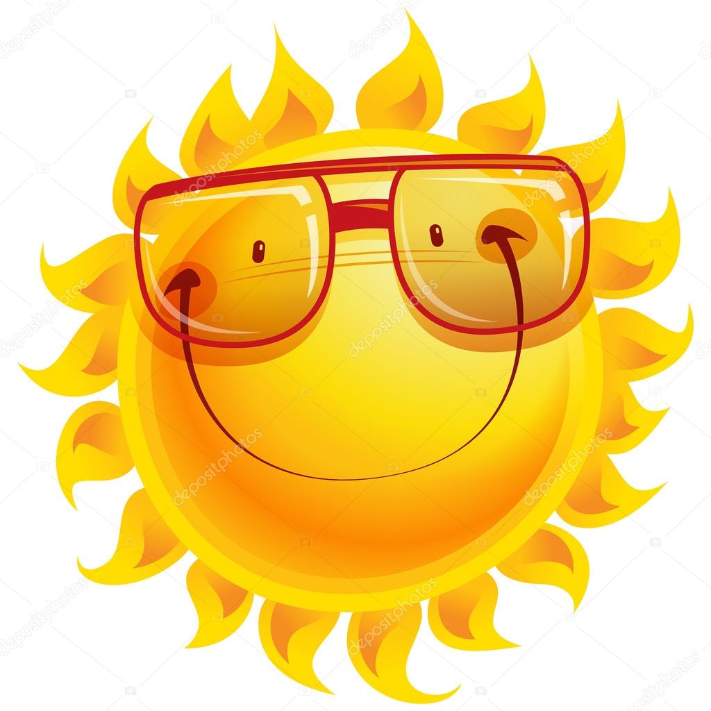 Happy yellow happy smiling shinny sun cartoon character with sun