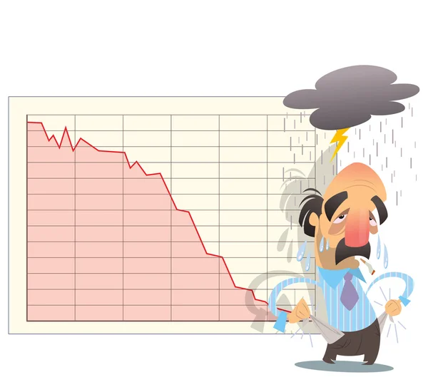 Financial market graph goes down in economy bankrupt crisis — Stock Vector