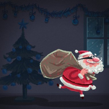 Noel Baba çizgi film hırsız Noel'de bir evde hırsızlık