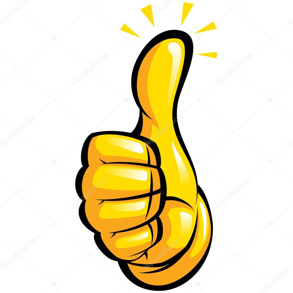 Hand with yellow glove in a fun thumbs up gesture