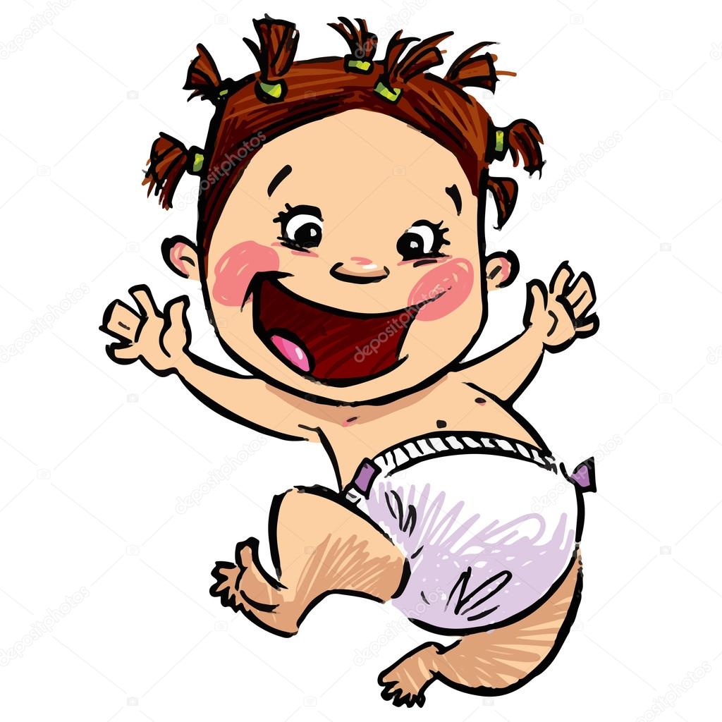 Pictures Cartoon Baby Hair Cartoon Baby Girl With Diapers And