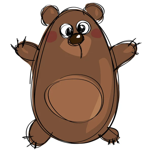 Cartoon brown cute grizzly bear as naive children drawing Vector Graphics