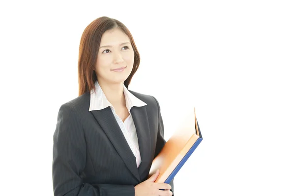 The female office worker who poses happily — Stock Photo, Image