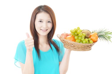 taze meyve ile kadın