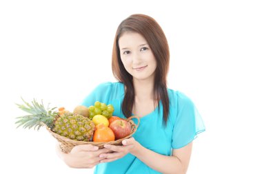 taze meyve ile kadın