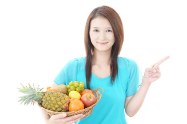 taze meyve ile kadın