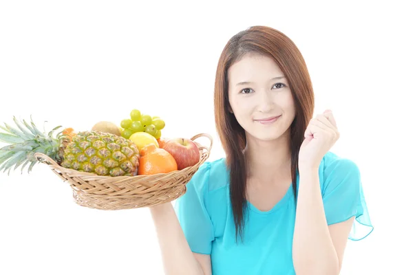 Woman with fresh fruits — Stock Photo, Image